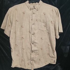 Prana Tan Casual Button Down Shirt Relaxed Fit